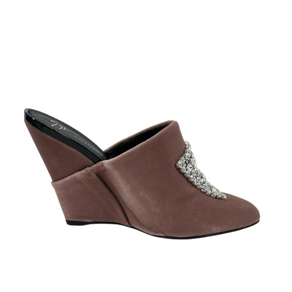 NWOB Giuseppe Zanotti Deva Punk Velvet Crystal Embellished Wedge Heels - Picture 4 of 15